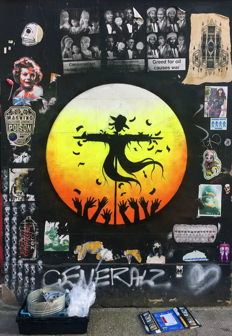 Bird Scarer with Fan Group - Street Art, orb style, by Otto Schade, London
