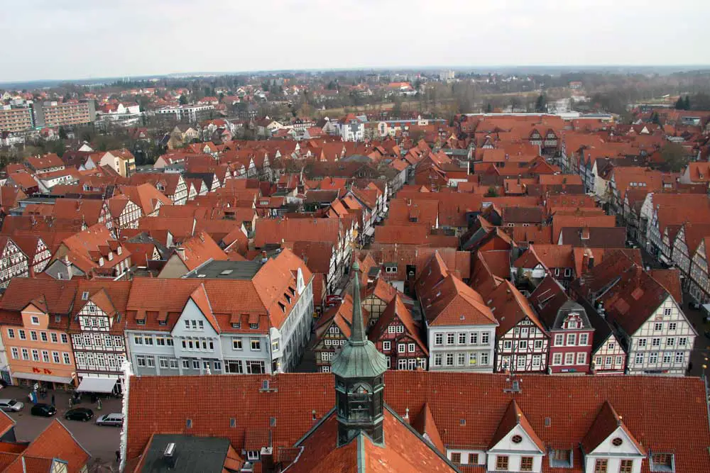 Ausblick vom Turm der Stadtkirche: Celle von oben
