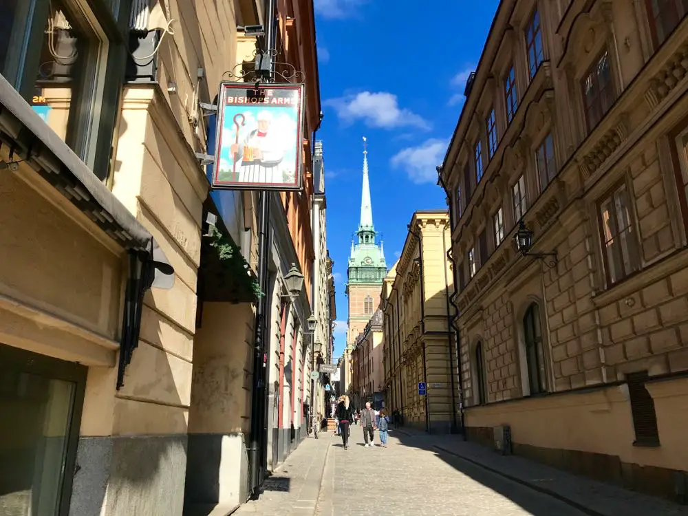 Gasse in der Altstadt Gamla Stan Stockholm Schweden