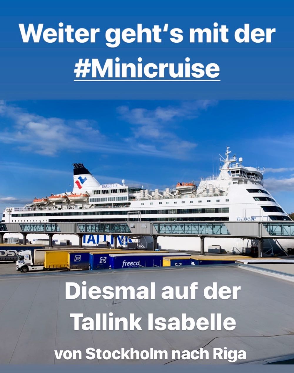 Kreuzfahrt-Faehre Tallink Isabelle im Hafen von Stockholm