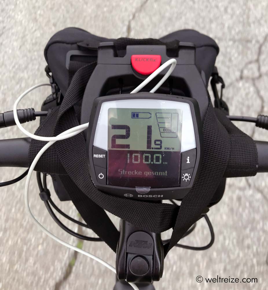 Anzeige Bordcomputer E-Bike 100 km