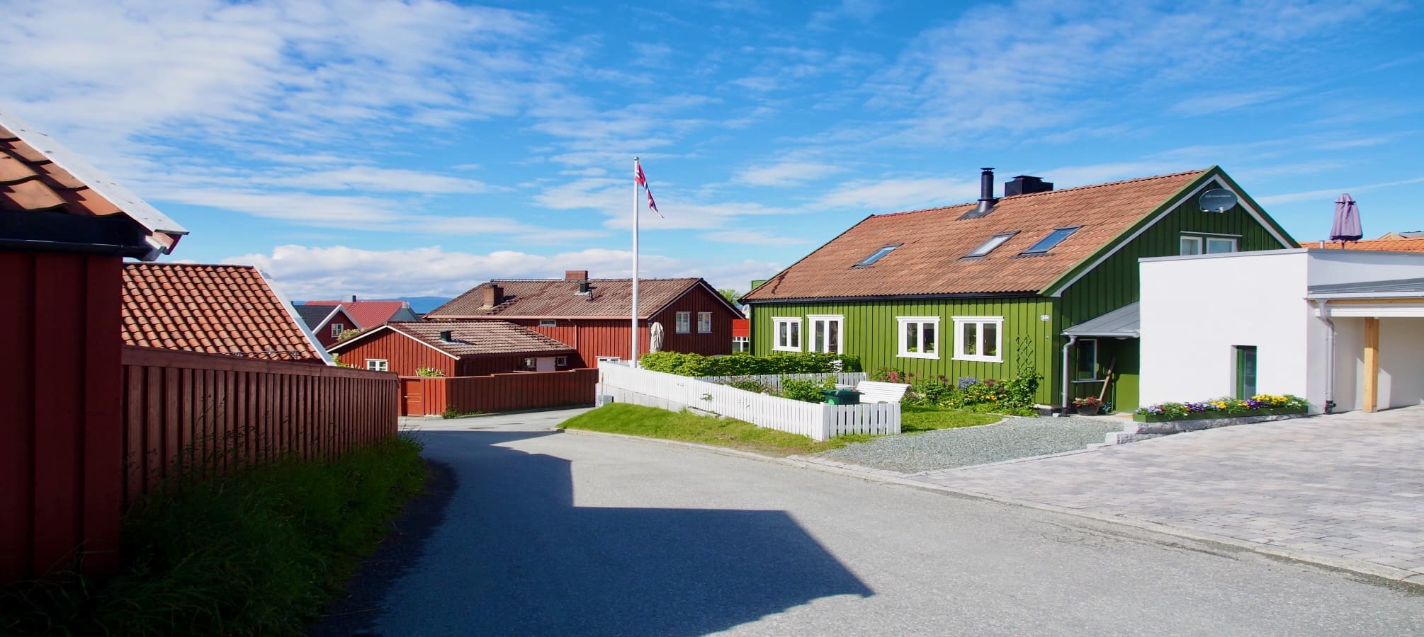 Bunte Holzhäuser in Trondheim